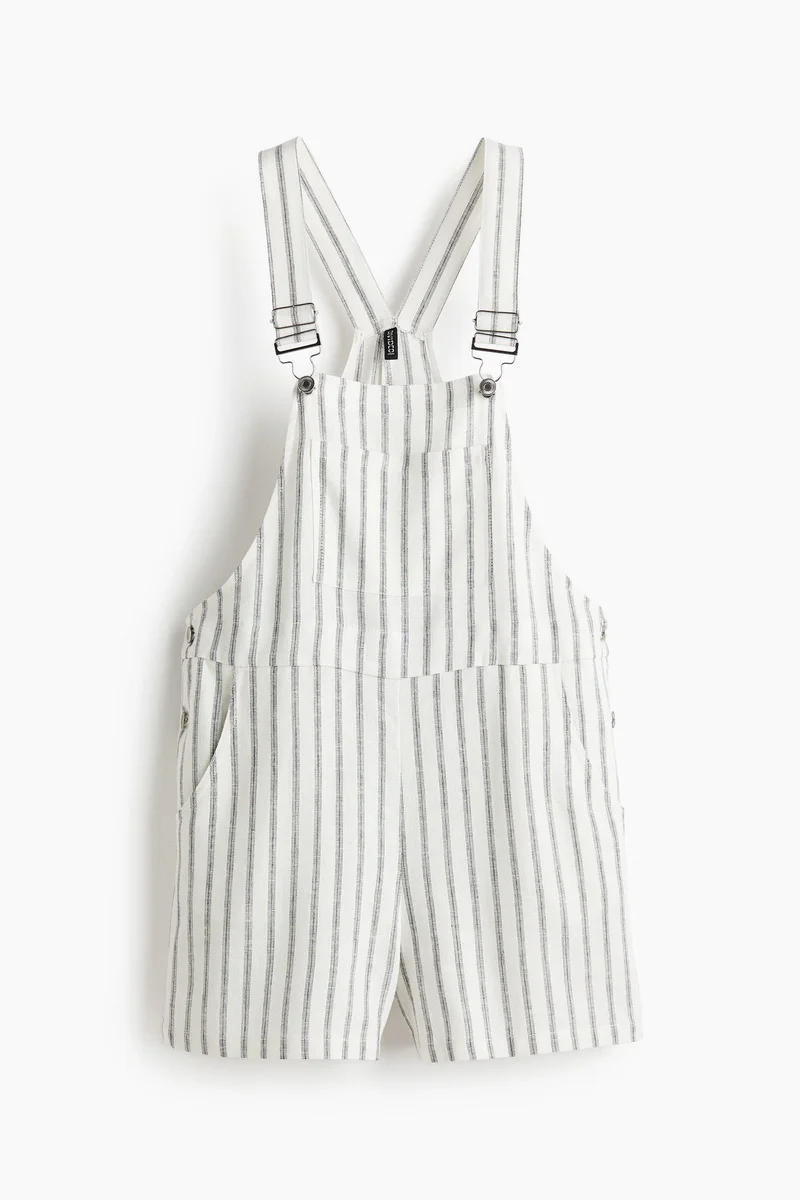 H&M Linen-blend dungaree shorts